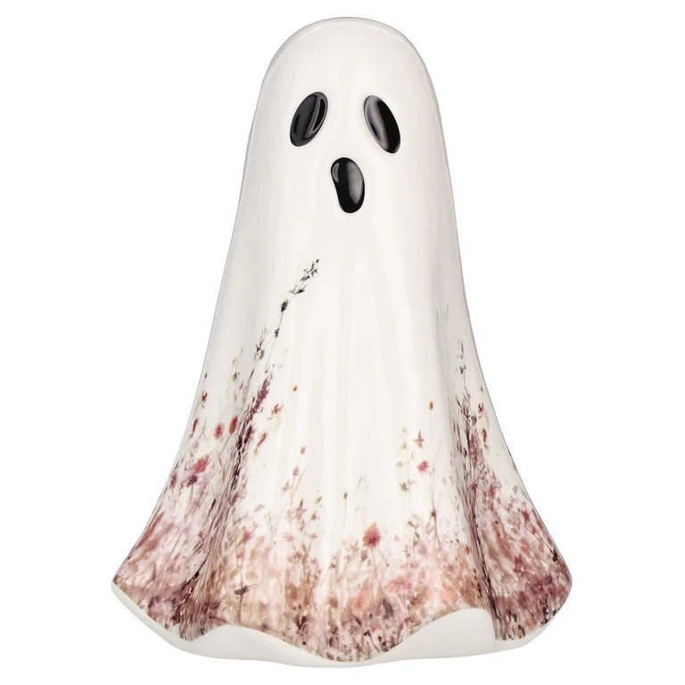 Ceramic Wildflower Ghost Decoration, White, 8.25", Halloween by Way To Celebrate | Walmart (US)