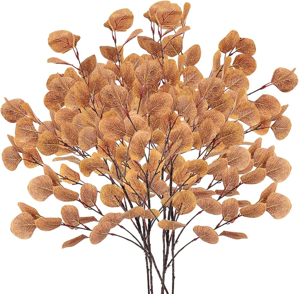 8 Pcs Fall Eucalyptus Leaves Artificial Fall Leaves, Autumn Leaf Fake Fall Flowers Floral Arrange... | Amazon (US)