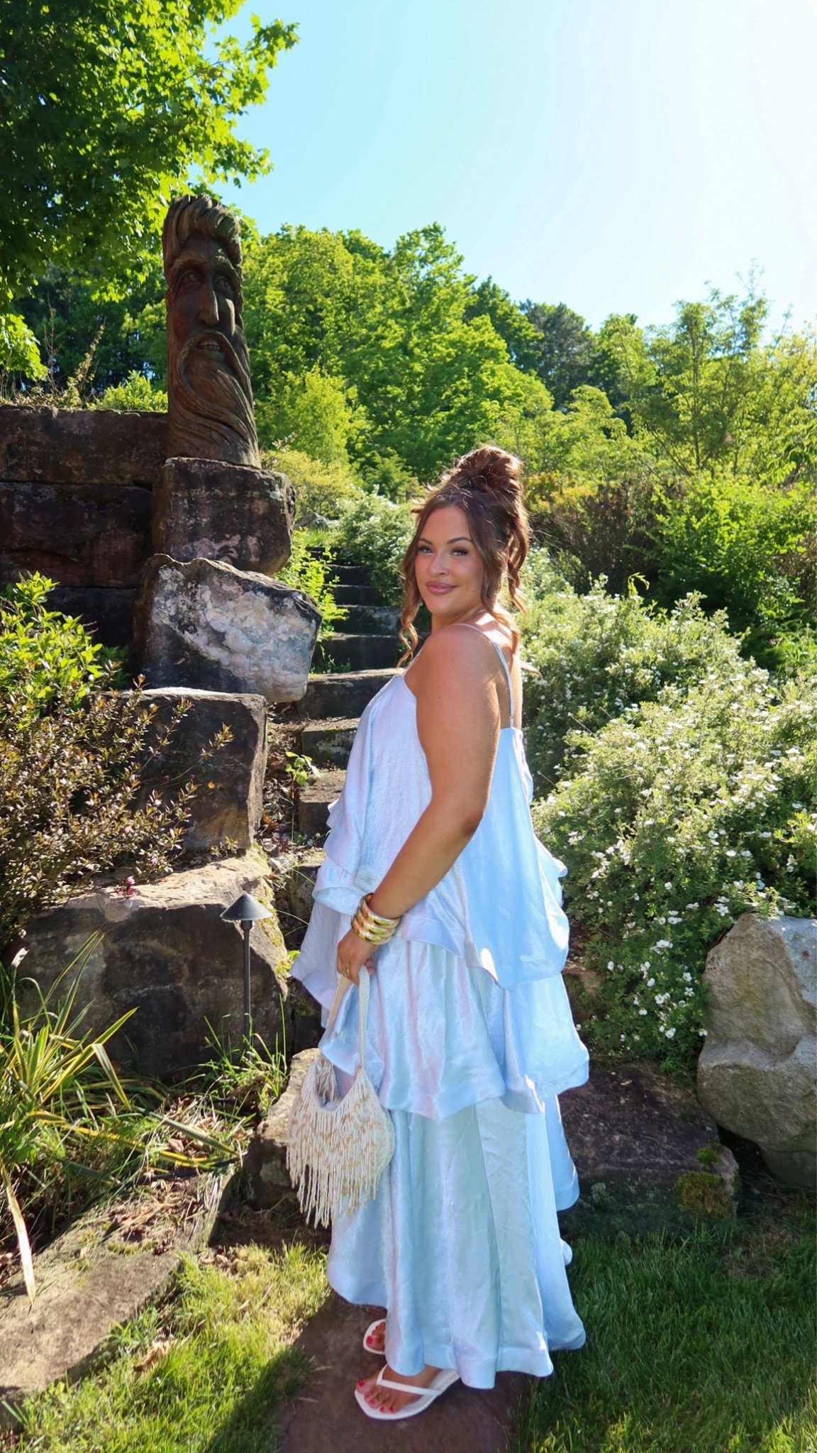 Blue ruffle wedding guest dress!