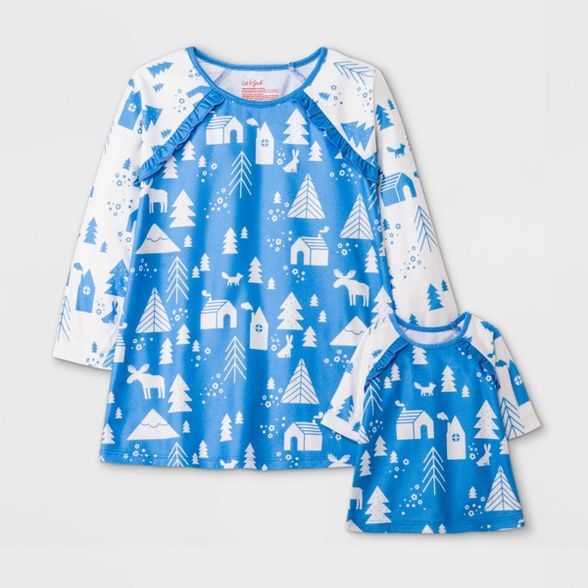 Toddler Girls' Winter Scene 'Doll and Me' NightGown - Cat & Jack™ Blue | Target