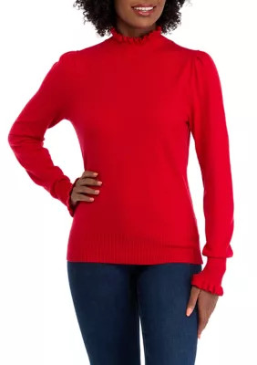 CeCe Women's Ruffle Trim Sweater | Belk