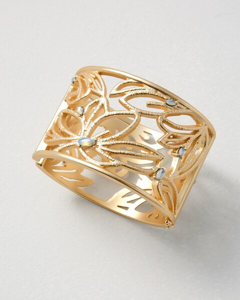 Goldtone Filigree Faux Moonstone Cuff Bracelet | White House Black Market