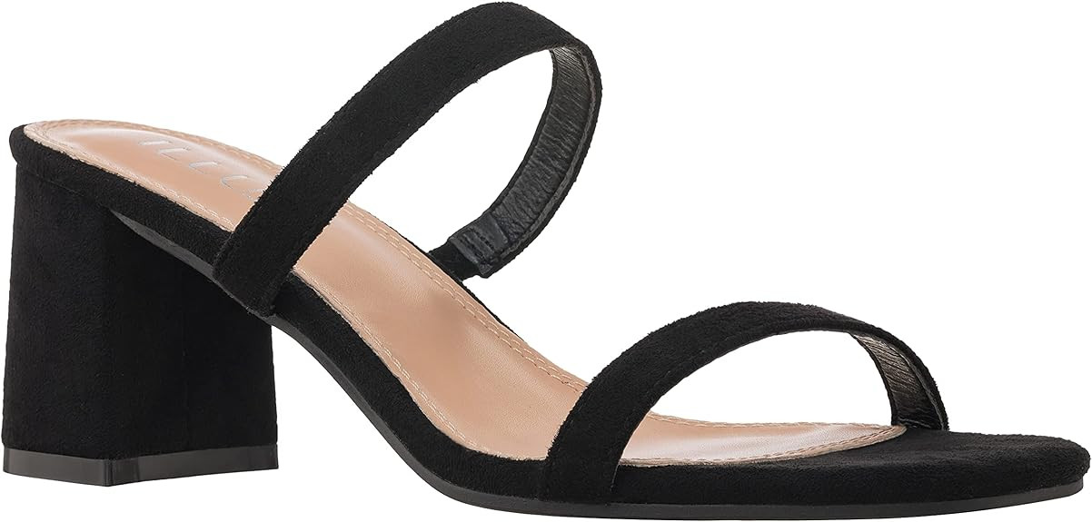 ILLUDE Women’s Block Heel Double Band Square Toe Heeled Sandal Slip On Shoes | Amazon (US)