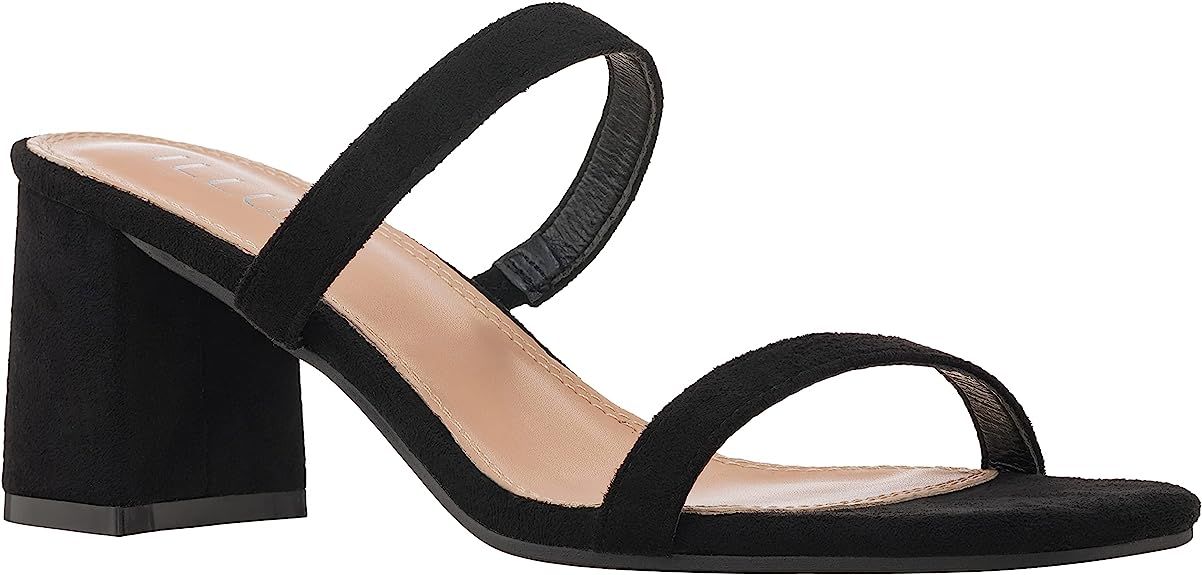 ILLUDE Women’s Block Heel Double Band Square Toe Heeled Sandal Slip On Shoes | Amazon (US)