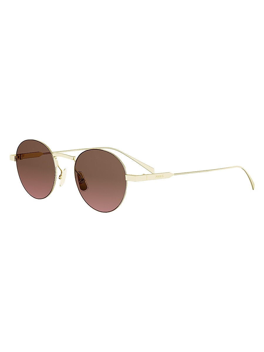 Women's Metal 49MM Round Sunglasses - Gold Gradient Brown | Saks Fifth Avenue