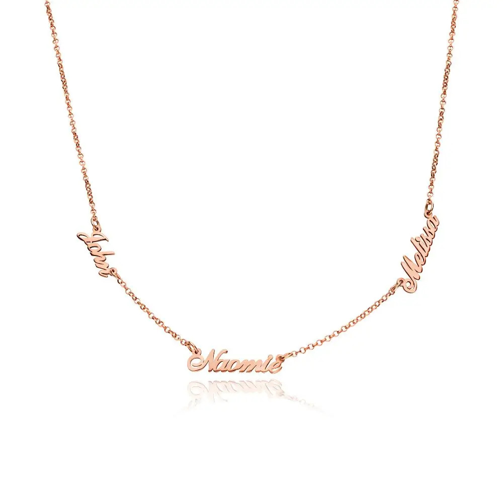 Heritage Multiple Name Necklace in 18K Rose Gold Vermeil | Theo Grace