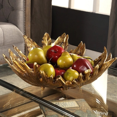 Uttermost Oak Leaf Metallic Gold Bowl | Ashley Homestore