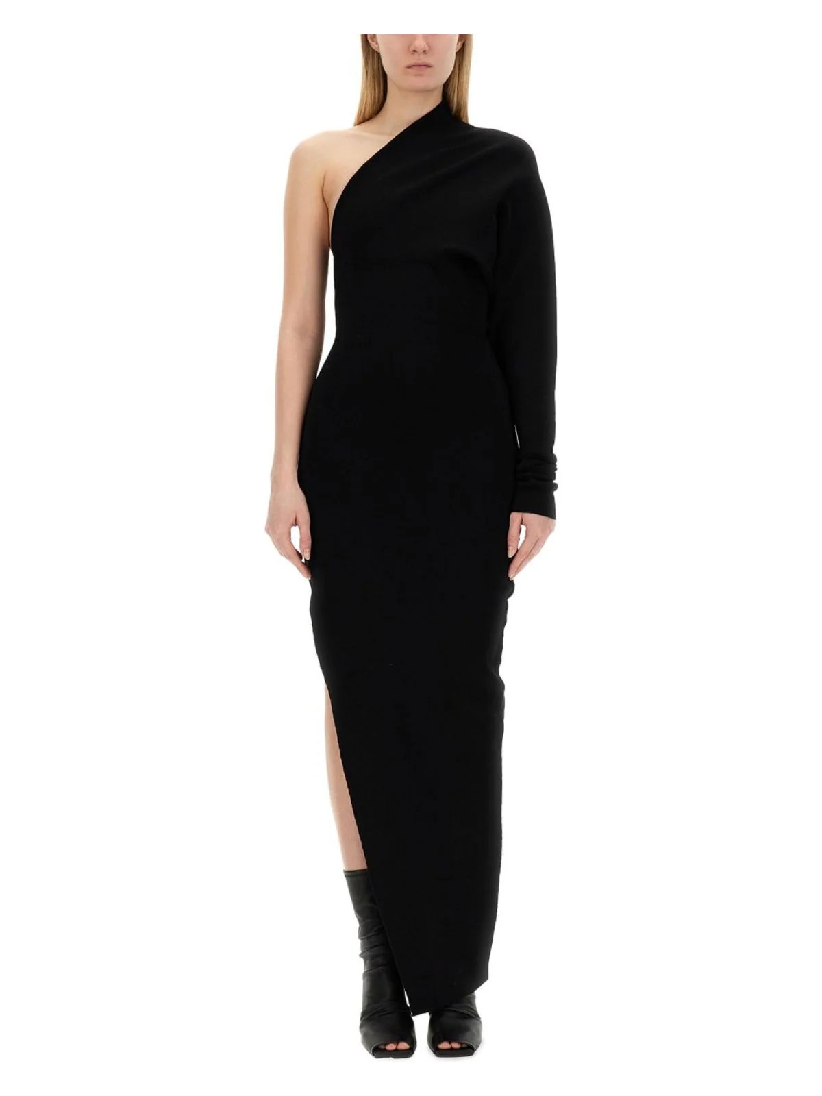 Rick Owens Women's One-Shoulder Dress in Black | Size Small | RP01D2676 | LOZURI