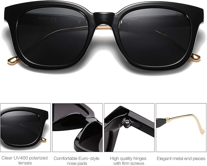 SOJOS Classic Square Polarized Sunglasses for Women Men Retro Trendy UV400 Sunnies SJ2050 | Amazon (US)