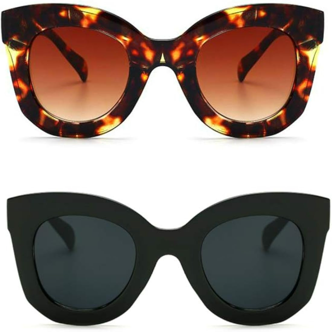 Butterfly Sunglasses Semi Cat Eye Glasses Plastic Frame Clear Gradient Lenses | Amazon (US)