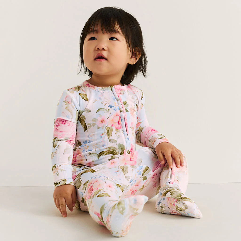 Floral Blue Long Sleeve Leigh Convertible One Piece | Posh Peanut\u00ae | Posh Peanut