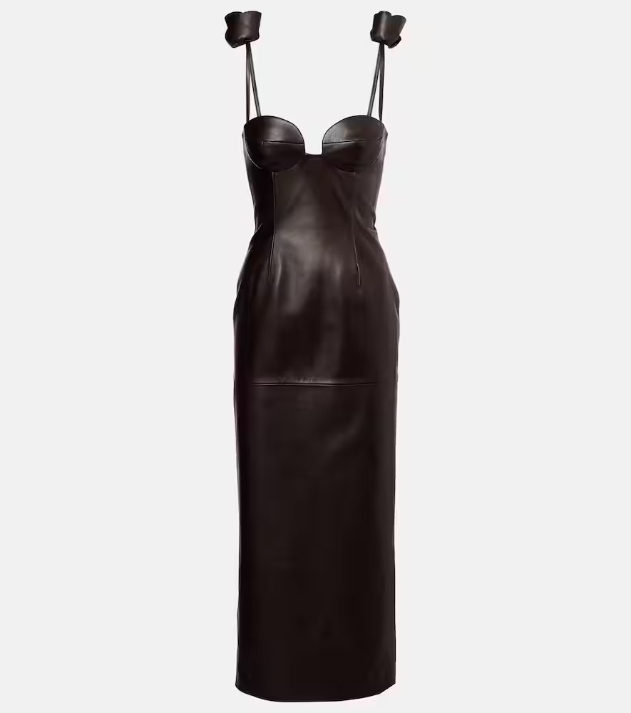 Magda Butrym Floral-appliquÃ© leather bustier dress | Mytheresa (INTL)