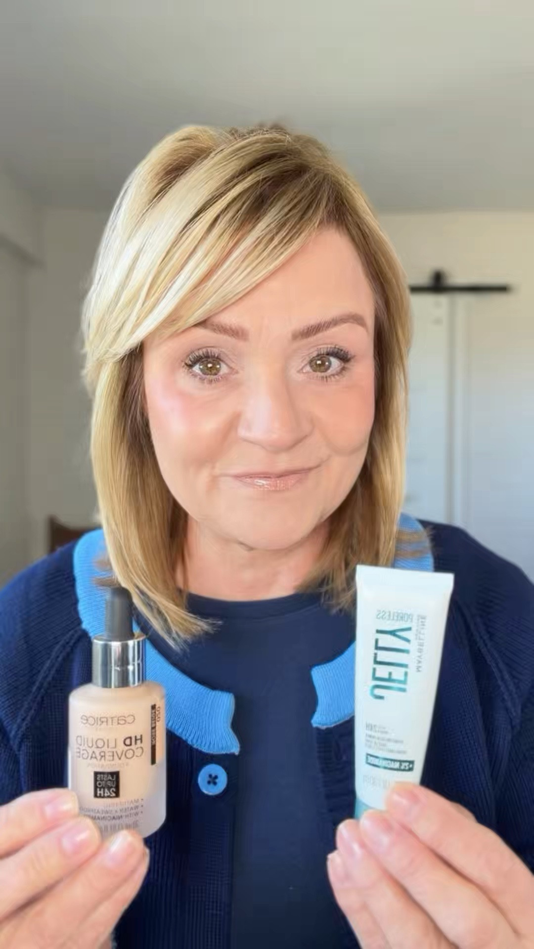 Full coverage foundation can look heavy on mature skin.   Blurring primer helps so the foundation doesn’t empathize pores and texture. 
I’m in shade
