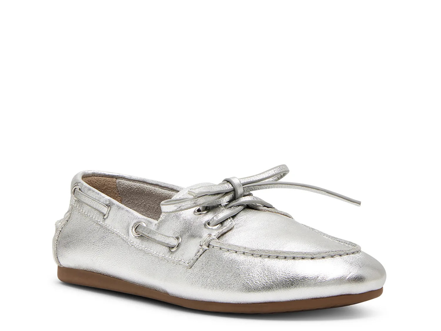 Steve Madden Sag Boat Shoe | Women's | Silver Metallic | Size 8.5 | Boat Shoes | DSW