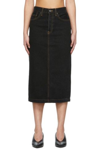 Black Denim Mid-Length Skirt | SSENSE