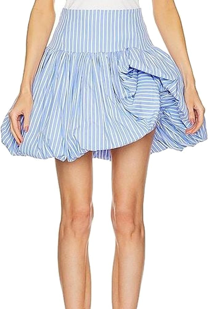 Women Y2k Bubble Mini Skirt Ruffle Hem Pleated Short Skirts High Waist Puffy A-Line Flared Skirt ... | Amazon (US)