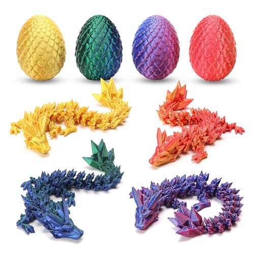 4PCS 3D Printed Dragon Eggs with Dragon Inside, Easter Basket Stuffers for Teens, Easter Gifts for Kids, Easter Basket Filler Ideas, Prefilled Easter Eggs with Toys, Easter Egg Fillers for Boys Girls | Amazon (US)