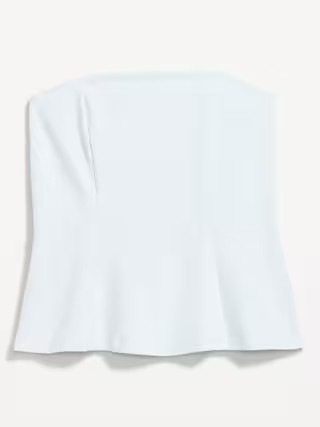 Ponte-Knit Cropped Peplum Tube Top | Old Navy (US)