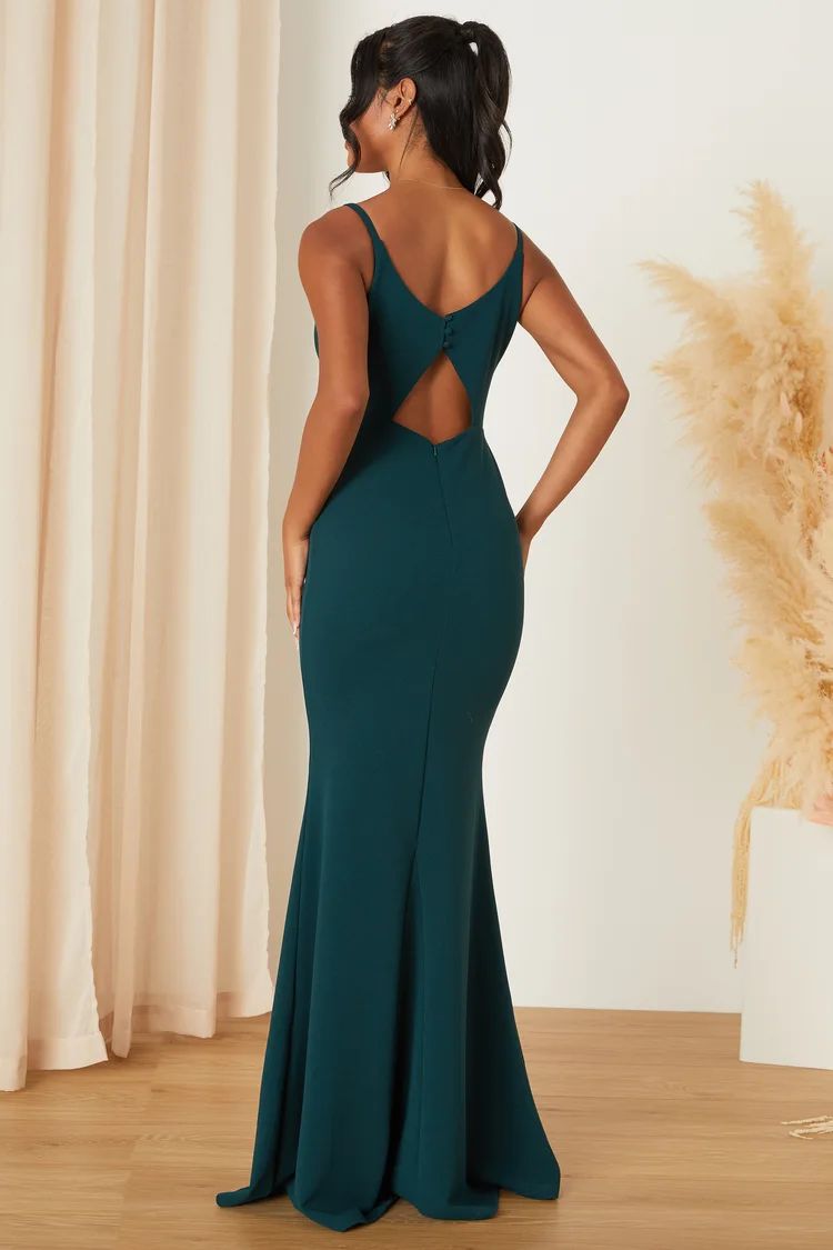 Moments Of Bliss Forest Green Backless Mermaid Maxi Dress | Lulus (US)