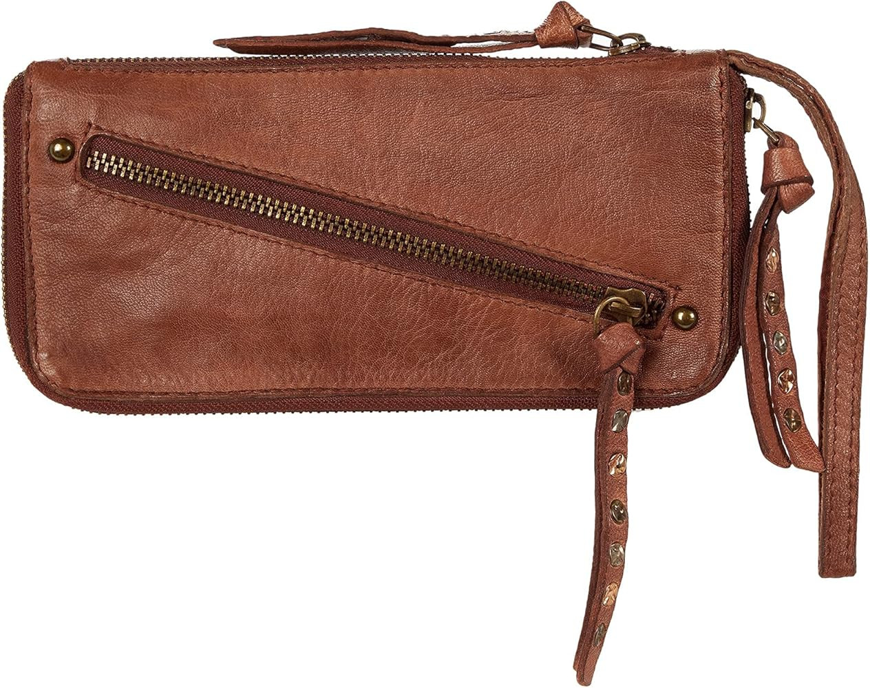 Free People Distressed Wallet Cognac One Size | Amazon (US)