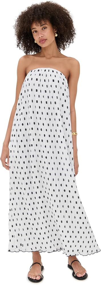 endless rose Women's Strapless Pleated Polka Dot Maxi Dress | Amazon (US)