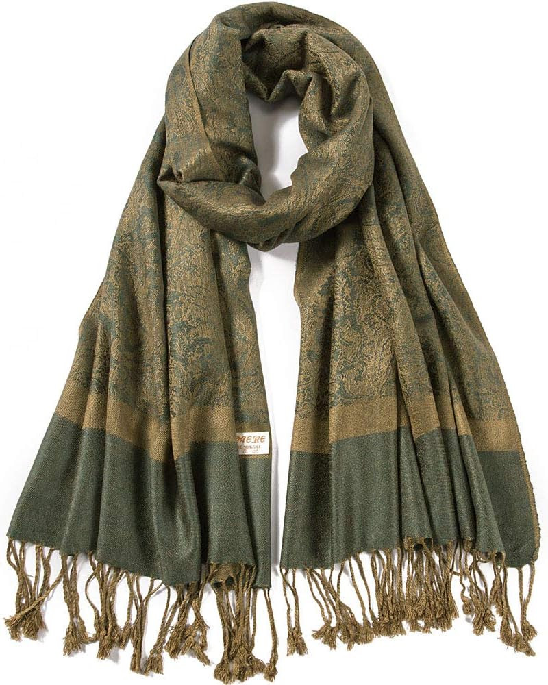 Paisley Pashmina Silk Scarf Shawl Jacquard Cashmere Wrap Stole Two Tones Reversible | Amazon (US)