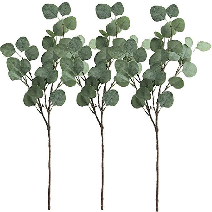 Supla 3 Pcs Artificial Silver Dollar Eucalyptus Leaf Spray in Green 25.5" Tall Artificial Greenery H | Amazon (US)