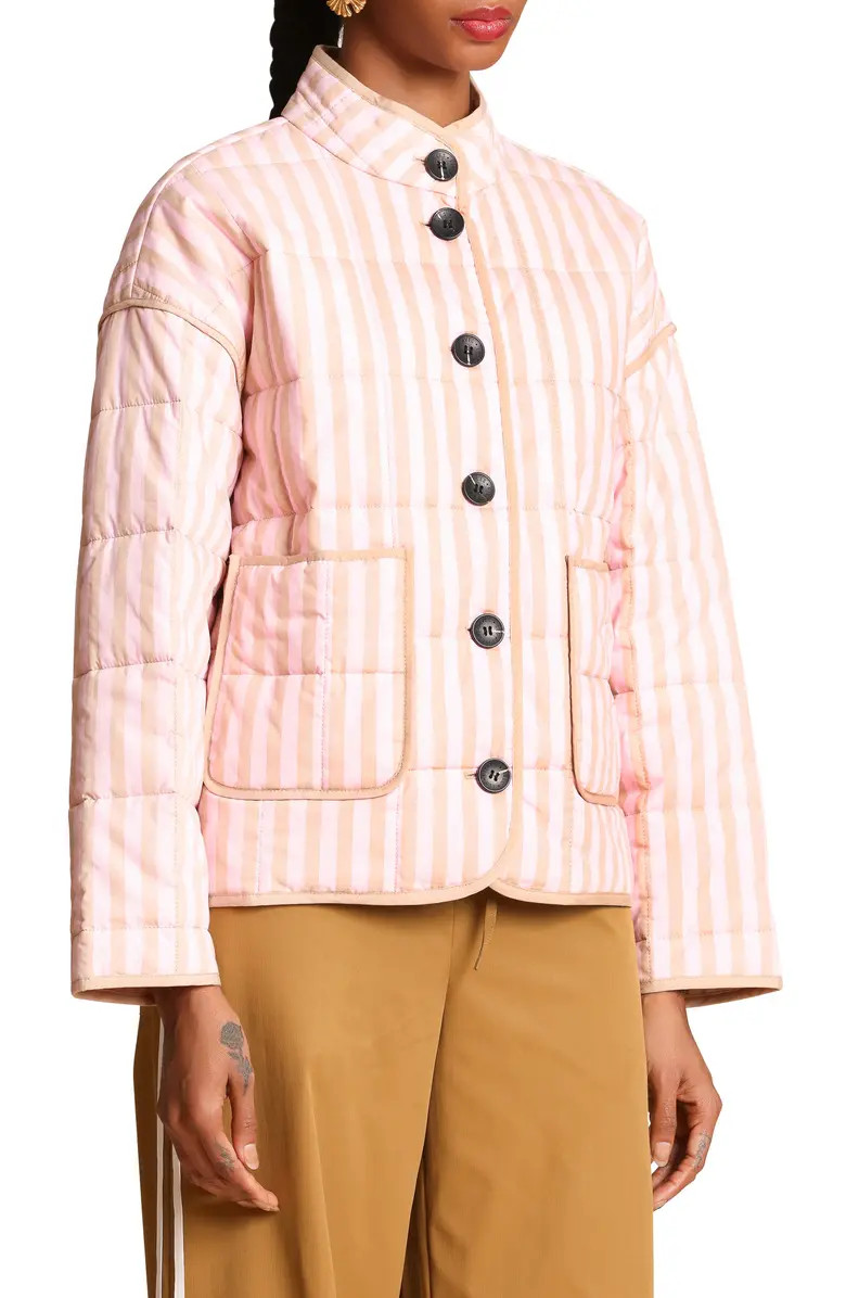Stripe Boxy Quilted Cotton Blend Jacket | Nordstrom