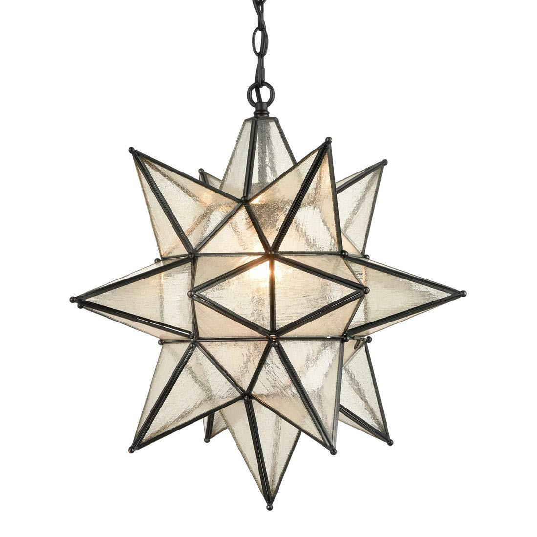 DIRYZON EUL 20 Inch Modern Moravian Star Pendant Lighting Seeded Glass Light on Chain | Amazon (US)