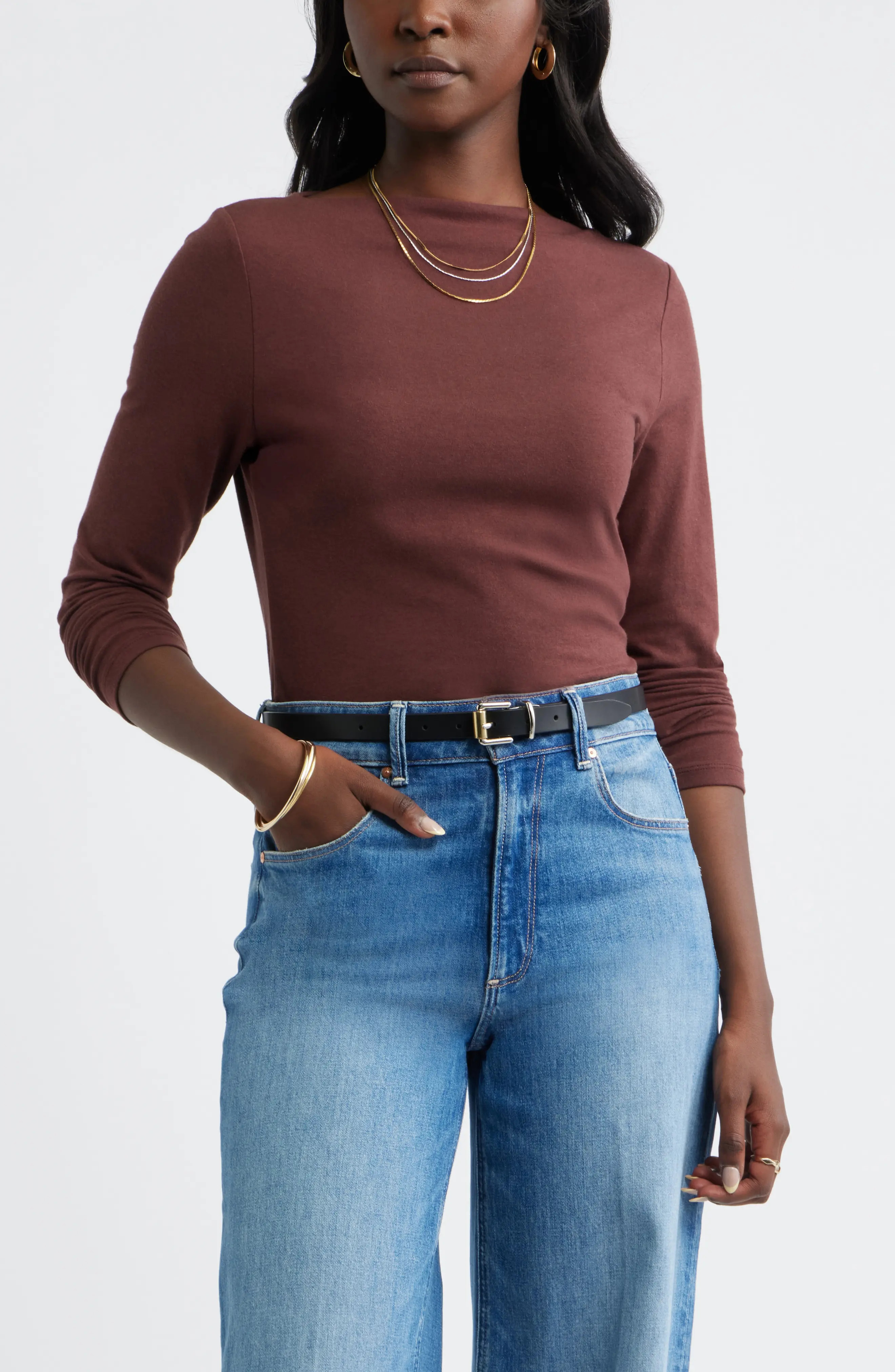 Caslon\u00ae Long Sleeve Boat Neck T-Shirt (Women) | Nordstrom | Nordstrom