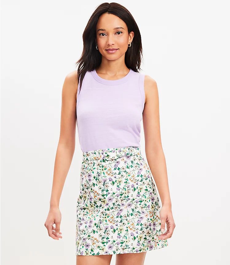 Seamed Belted Cotton Linen Skirt | LOFT