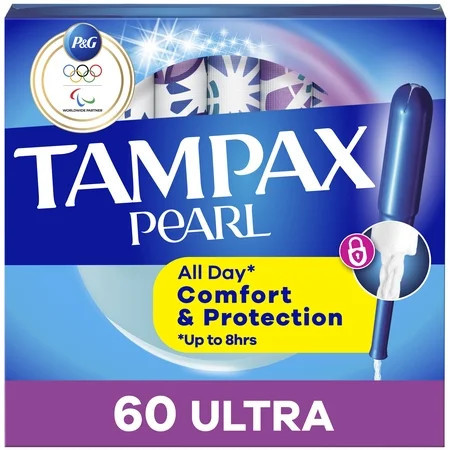 Tampax Pearl Tampons with LeakGuard Braid, Ultra Absorbency, 60 Ct | Walmart (US)