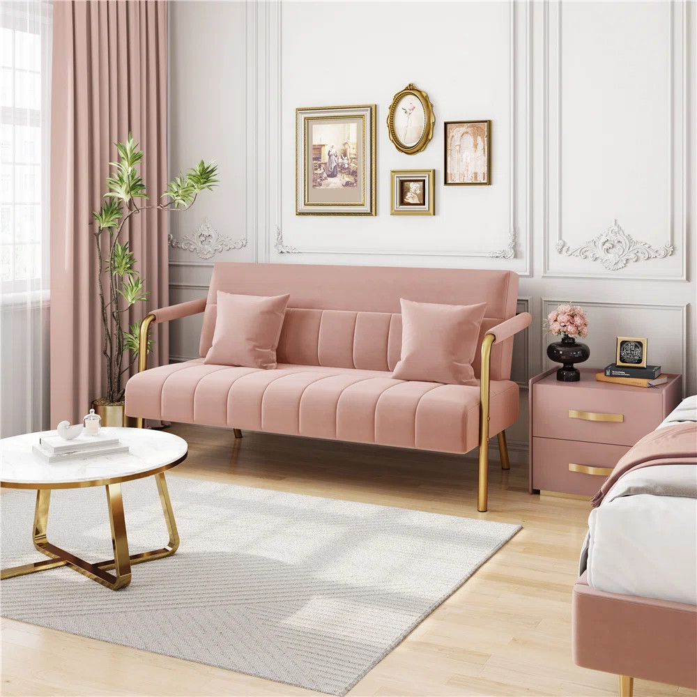 Maddison 56.5'' Upholstered Sofa with Two Pillows | Wayfair North America