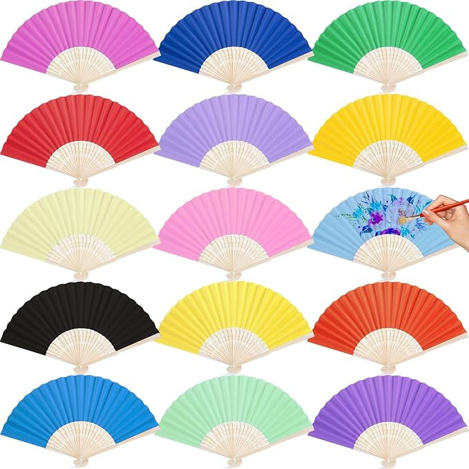 DomeStar 15 Pcs Paper Folding Hand Fans, 8.3 Inch Multicolored Paper Fans Handheld Decorative Acc... | Amazon (US)