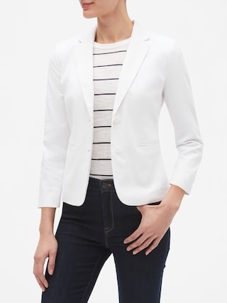 White Stretch Linen Shrunken Blazer | Banana Republic Factory | Banana Republic Factory