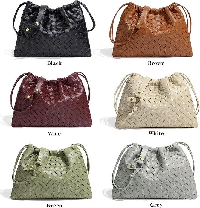 Woven Large Crossbody Bags for Women Trendy Soft Leather Shoulder Tote Purses | Amazon (US)