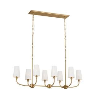 KICHLER Adeena 47.25 in. 8-Light Brushed Natural Brass Traditional Shaded Linear Chandelier for D... | The Home Depot