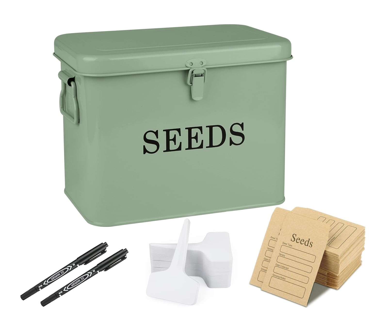 Seed Storage Organizer, T-Shape Compartment Seed Box with Safety Lock, Metal Seed Saving Box, Por... | Amazon (US)