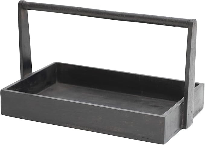 Bloomingville Decorative Black Mango Wood Square Handle Tray | Amazon (US)