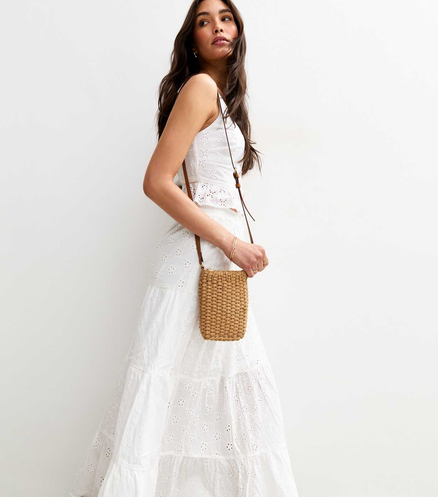 White Broderie Anglaise Tiered Midi Skirt | New Look | New Look (UK)