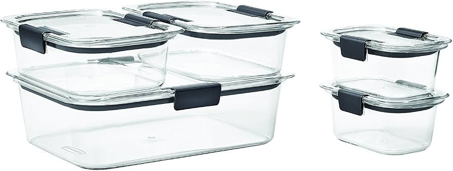 Rubbermaid Brilliance Food Storage Container, 10-Piece Set, 100% Leak-Proof, Plastic, Clear | Amazon (US)