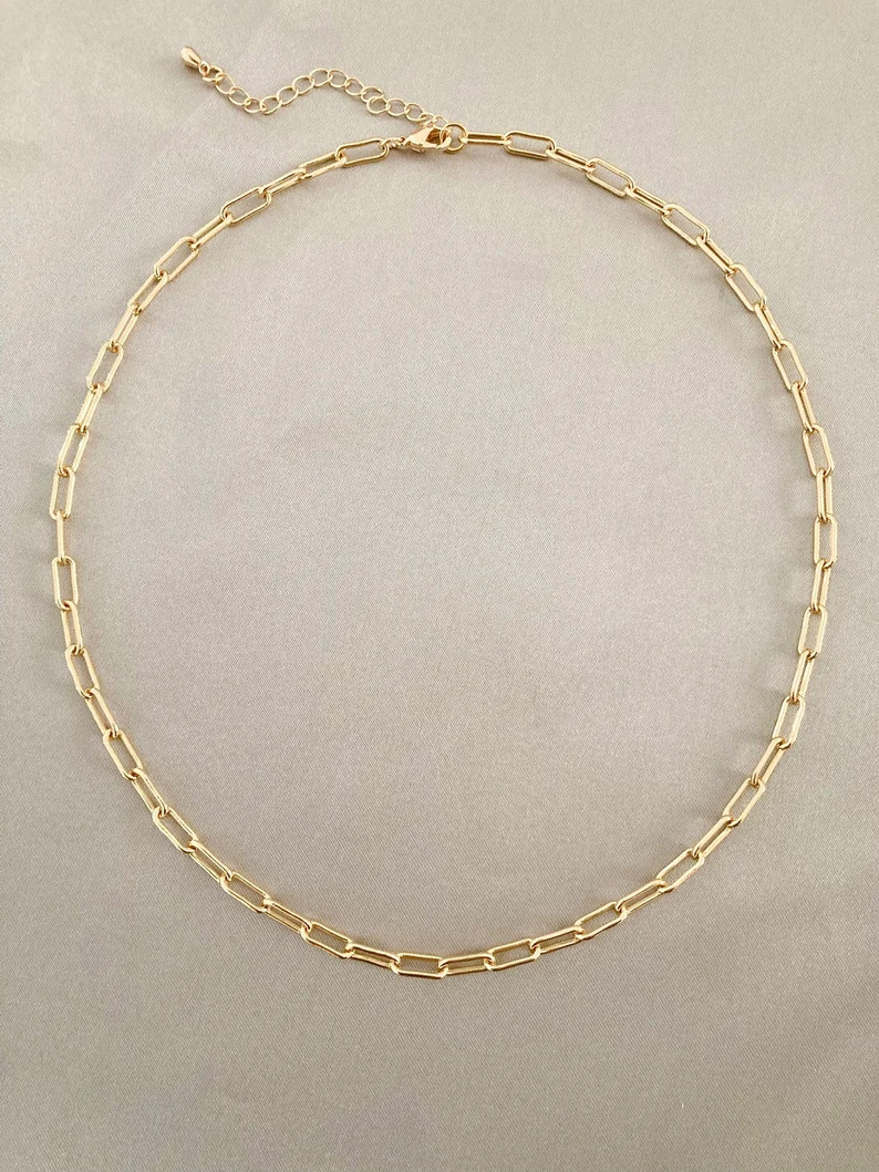 18K Gold Paperclip Chain Necklace, Layering Chain, Gold Filled, Statement Jewellery, Everyday Nec... | Etsy (UK)