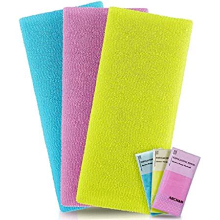 Salux Nylon Japanese Beauty Skin Bath Wash Cloth/towel 3pcs mix | Amazon (US)