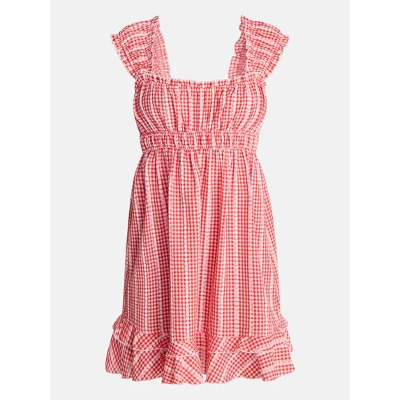 No Boundaries Empire Waist Dress with Cap Sleeves, Women's XXS-XXL | Walmart (US)