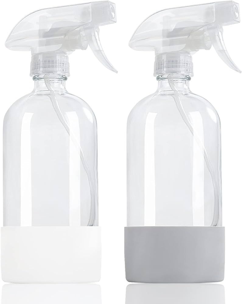 HOMBYS Empty Clear Glass Spray Bottles with Silicone Sleeve Protection - Refillable 17 oz Contain... | Amazon (US)