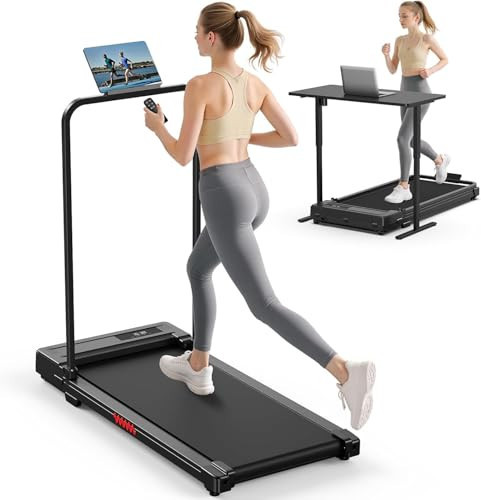 Walking Pad Treadmill for Home - Folding Treadmills with Handle Bar Portable Compact Fold up Indoor Foldable Handles Electric Walk Pads Small Spaces Mini Running Quiet Under Bed Office | Amazon (US)