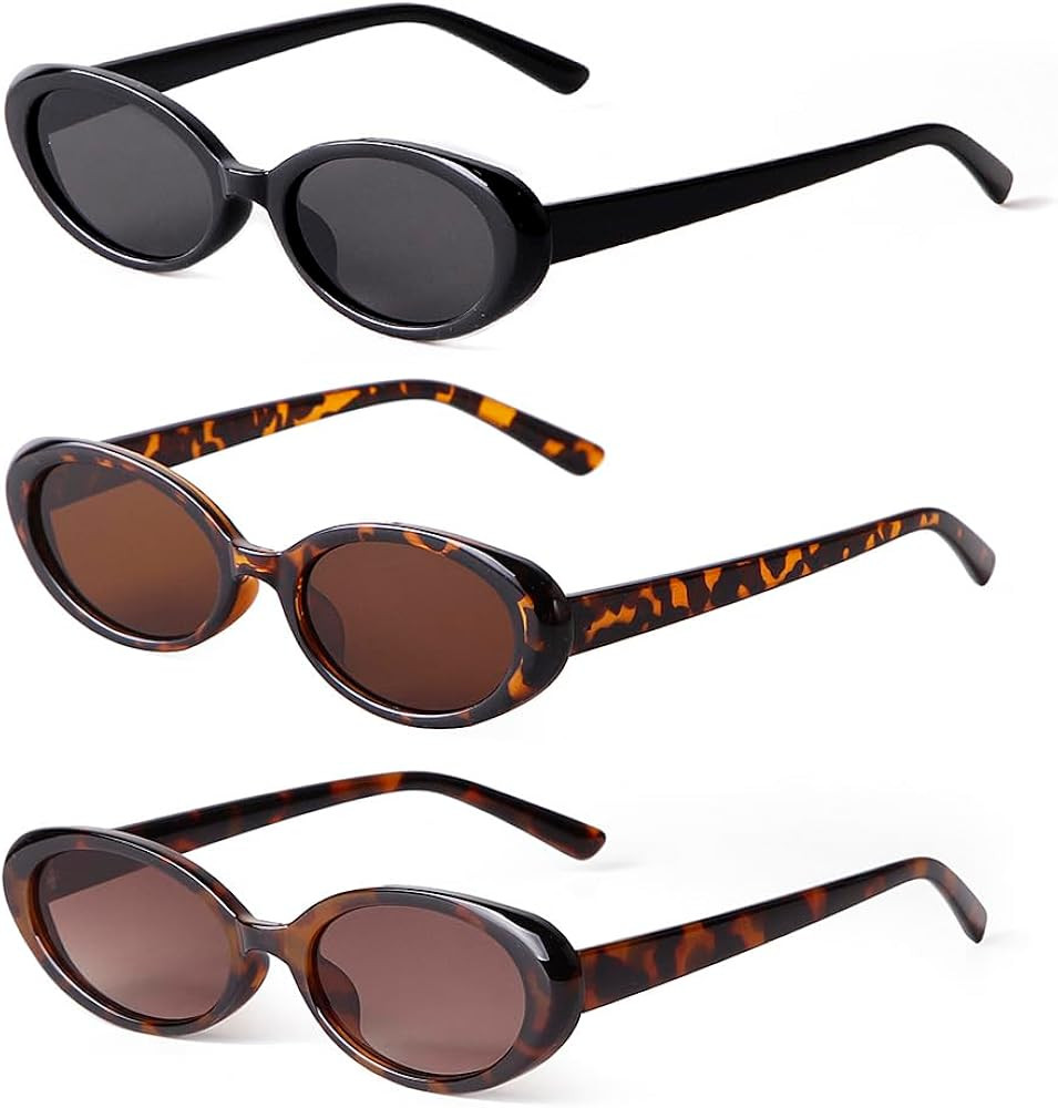 90s Sunglasses for Women Men Retro Small Oval Sunglasses | Amazon (US)