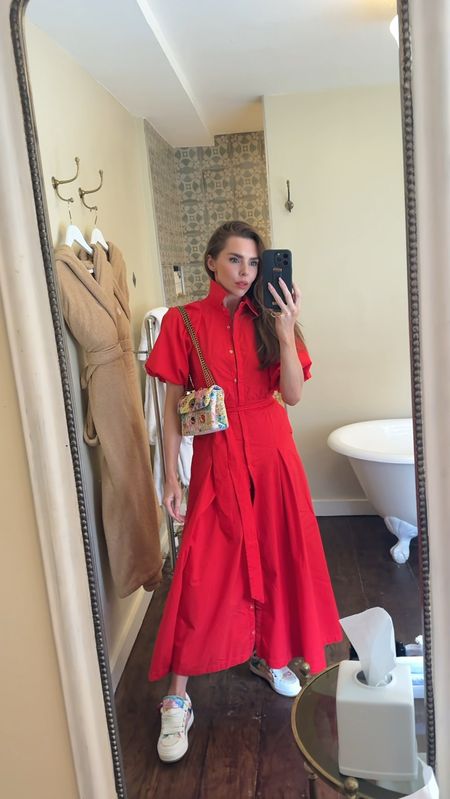 - red shirt dress