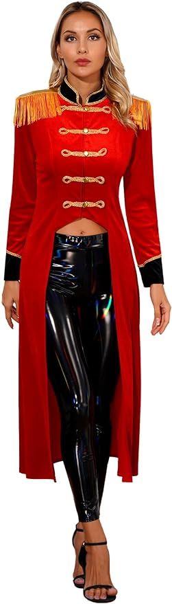 Hularka Women's Circus Ringleader Costume Long Tailcoat Renaissance Tassel Fringed Lion Tamer Cos... | Amazon (US)
