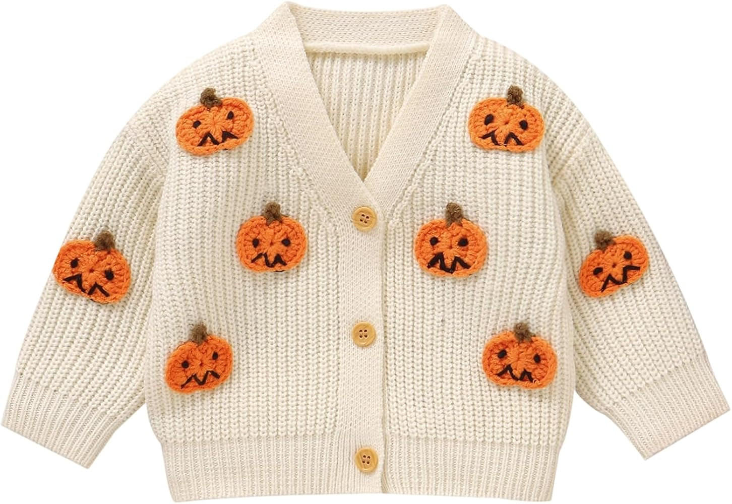 Toddler Baby Girls Halloween Knit Cardigan Sweater Long Sleeve Round Neck Pumpkin Embroidery Chun... | Amazon (US)
